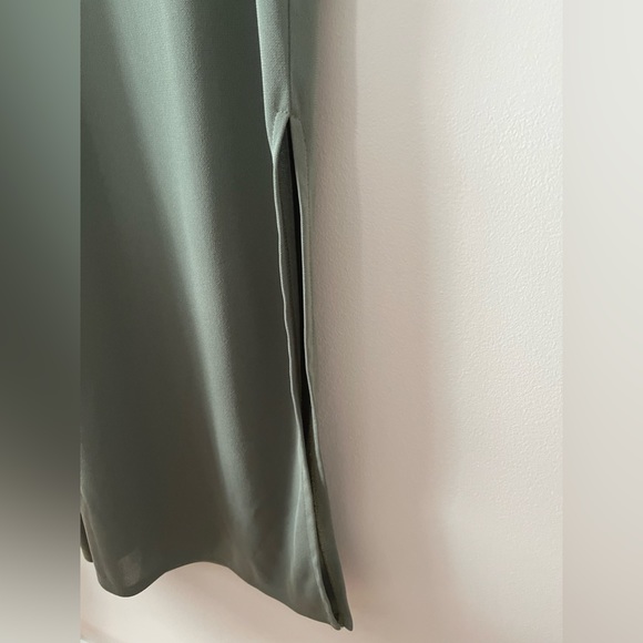 Women’s Asymmetrical Strap  One Shoulder Green Maxi Dress - Picture 9 of 11